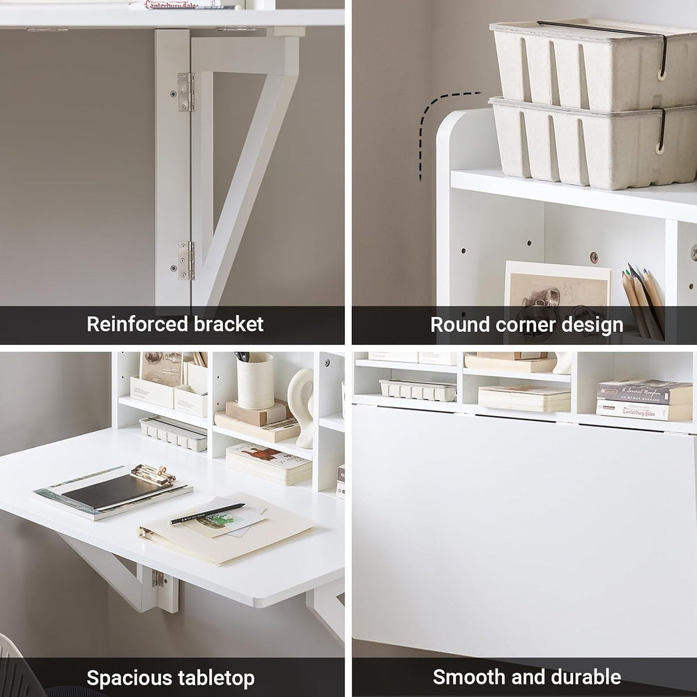 SoBuy Wall Mounted Folding Table | Floating Desk for Small Spaces, Fold Down ...