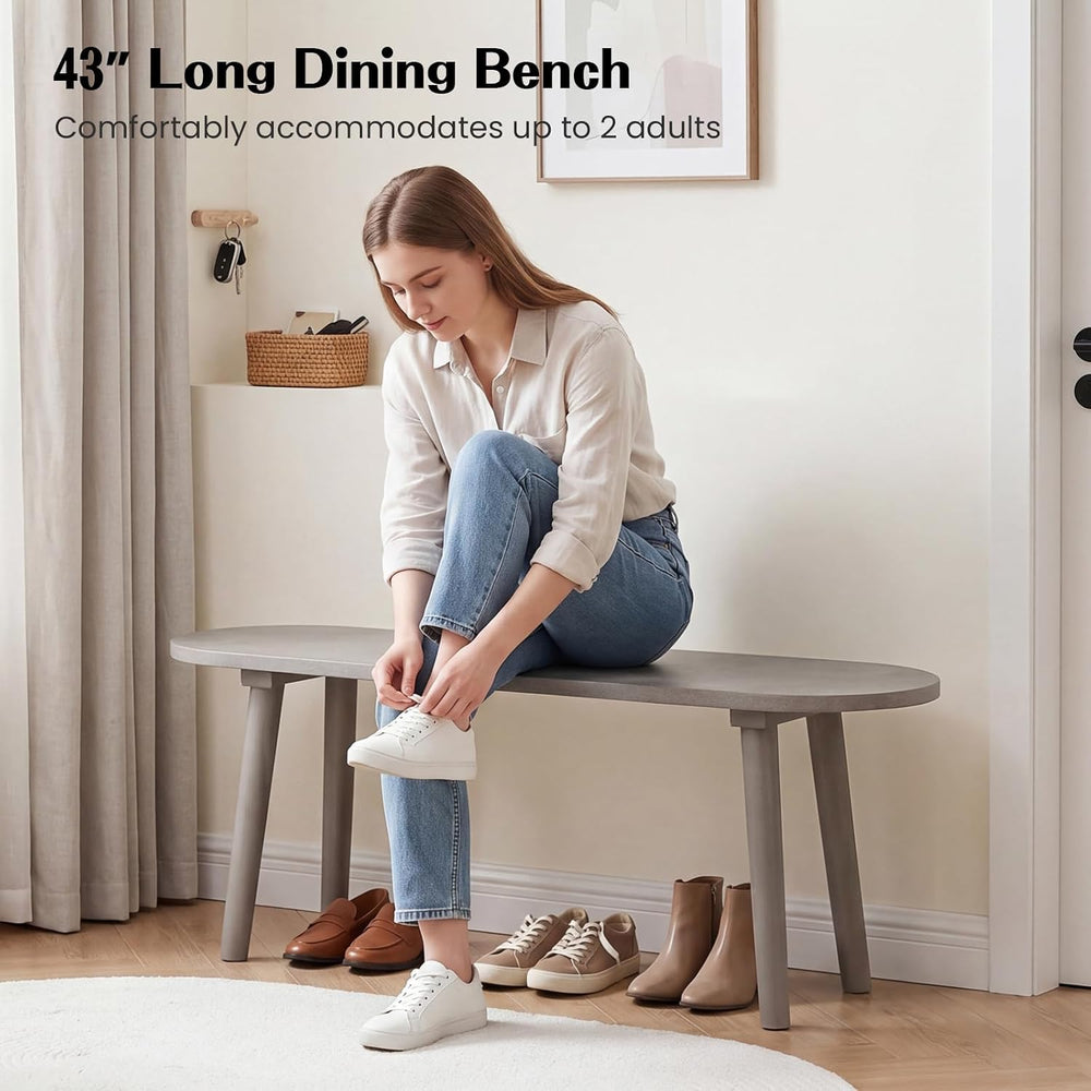 GOFLAME 43” Wood Dining Bench, Farmhouse Entryway Bench with Rubber Wood Legs...