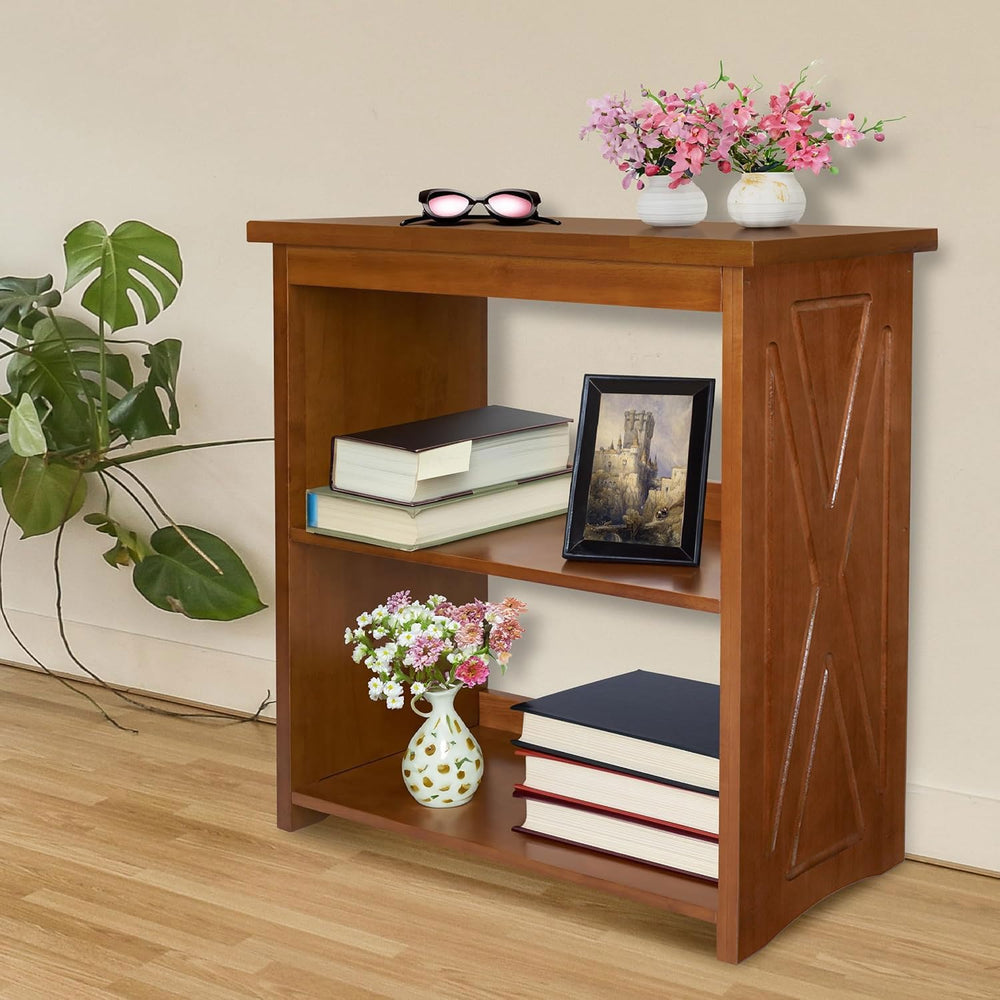 Rustic Bedside Table with Storage Shelf, Wood End Table for Bedroom & Liv...