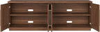 Henn&Hart TV Stand for TVs up to 75'' with 2 Concealed Storage Cabinets and Adjustable Shelves for Living Room, Family Room, or Office, Medium Walnut