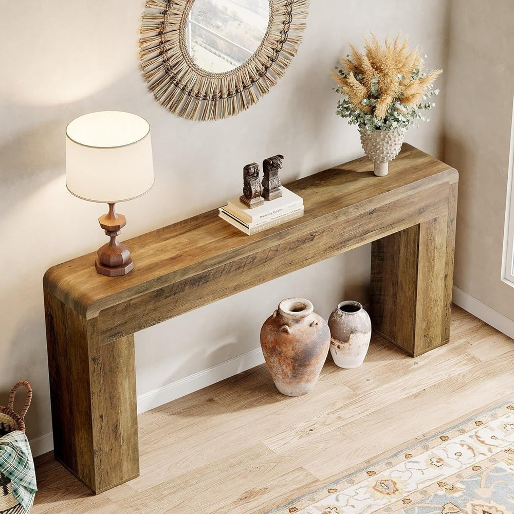 Tribesigns 70.9-Inch Extra Long Console Table | Rustic Wooden Sofa Table Behi...