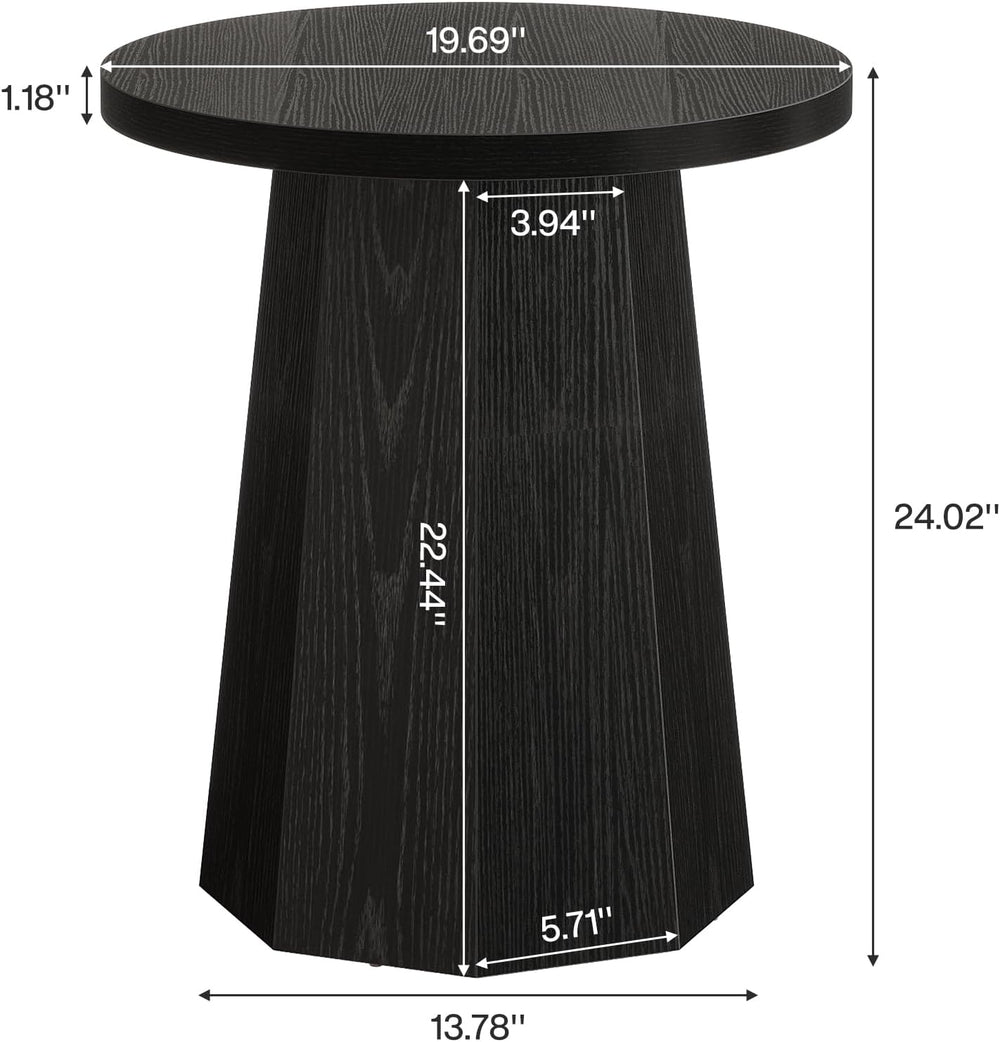 Tribesigns Round Pedestal End Table, Farmhouse Couch Side Table with Octagona...