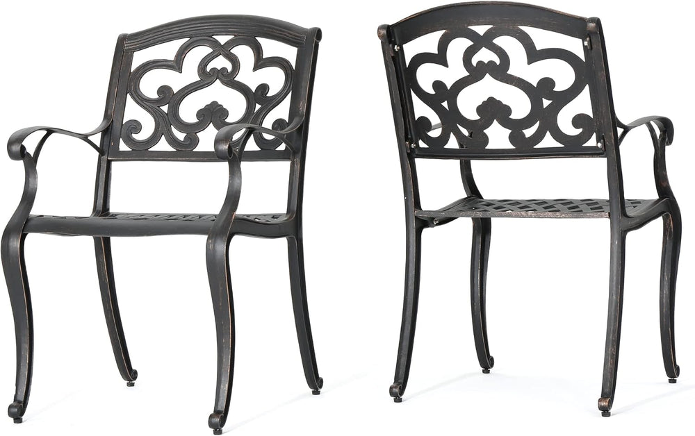Christopher Knight Home Austin Outdoor Cast Aluminum Dining Chairs, 2-Pcs Set...