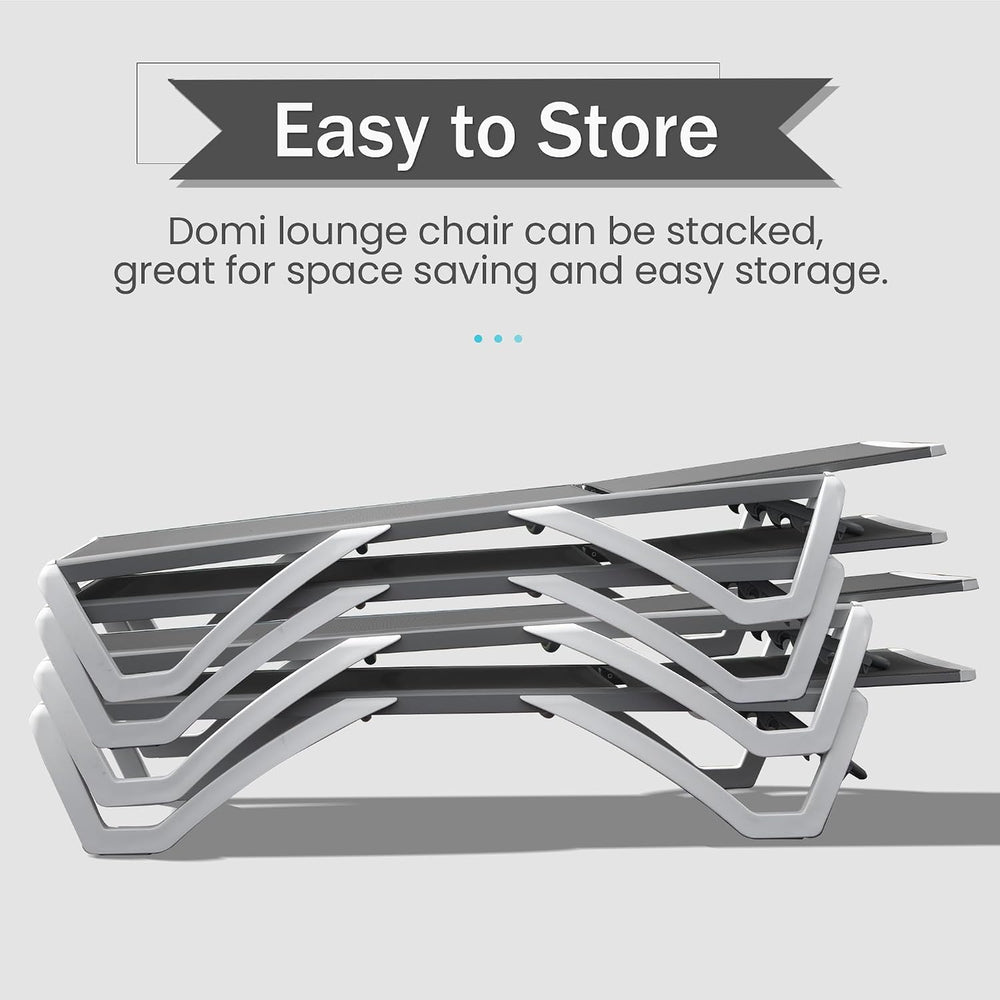 Domi Outdoor Lounge Chairs Set of 4, Aluminum Chaise Lounge Chairs for Outsid...
