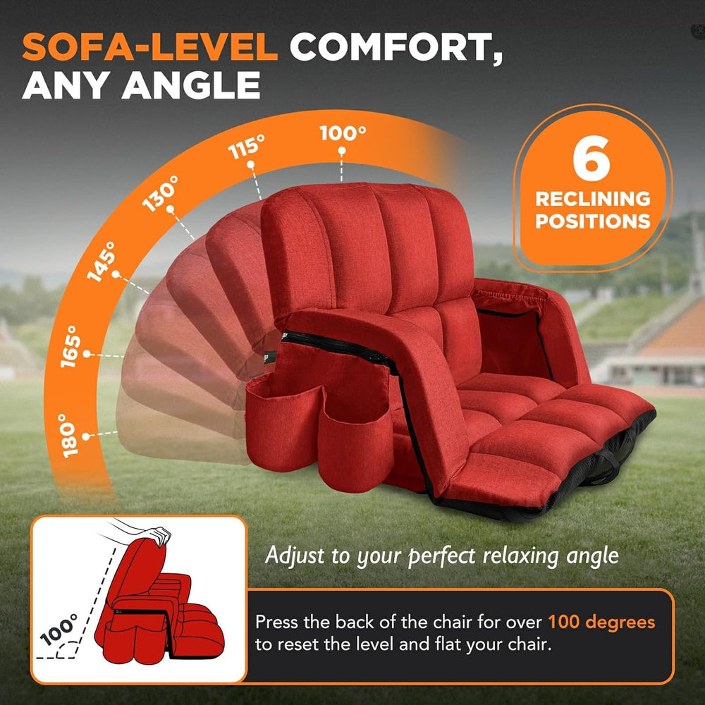 Stadium Seats with Back Support 2 Pack, 12-Grid Ergonomic 4.7" Thick Ble...