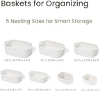 Storage Basket Set – 7-Piece Baskets for Organizing Home, Shelves, Nursery, Bathroom, Dog Toys, Small to Large Decorative Baskets – Off White