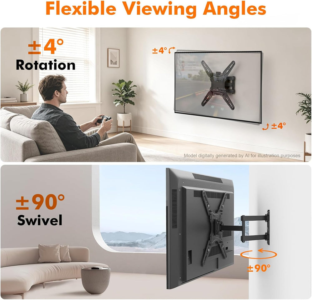 GRIFEMA Full Motion TV Wall Mount for 26-65 in TVs or Monitor, Swivel Tilt | ...