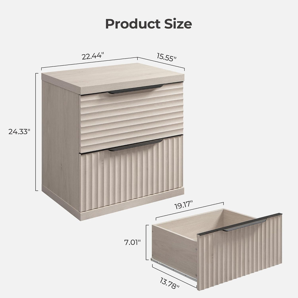 SICOTAS 22" Nightstands Set of 2 Fluted Night Stand with 2 Drawers | Mod...