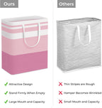 HomeHacks 2 Pack Large Laundry Baskets, Waterproof, Freestanding Laundry Hampers, Collapsible Clothes Hamper with Reinforced Handles in Laundry, College Dorm, Bathroom, Bedroom (Grey+Pink, 125Lx2)