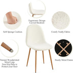 Dining Kitchen Chairs Set of 4, Modern Upholstered Living Room Chairs White Comfortable Teddy Fabric Bedroom Chairs, Space Saving Dining Side Chairs for Apartment, Restaurant