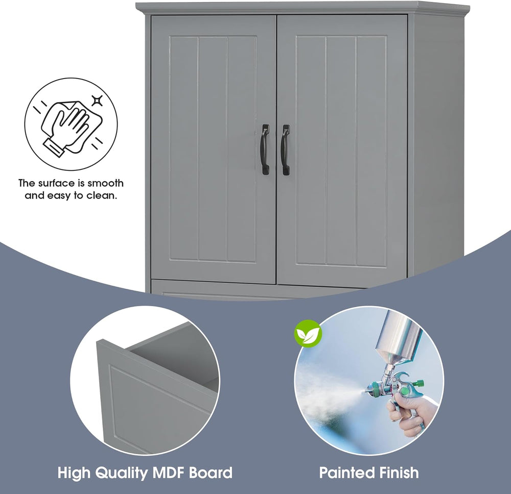 Merax 65.8" Pantry Cabinet with Two Doors & One Drawer & Two Lau...