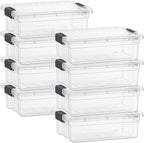 Superio Clear Storage Boxes with Lids, 1.27 Quart Plastic Container Bins for Organizing, Stackable Crates, BPA Free, Non Toxic, Odor Free, Organizers for Home, Office and Dorm, 8 Pack