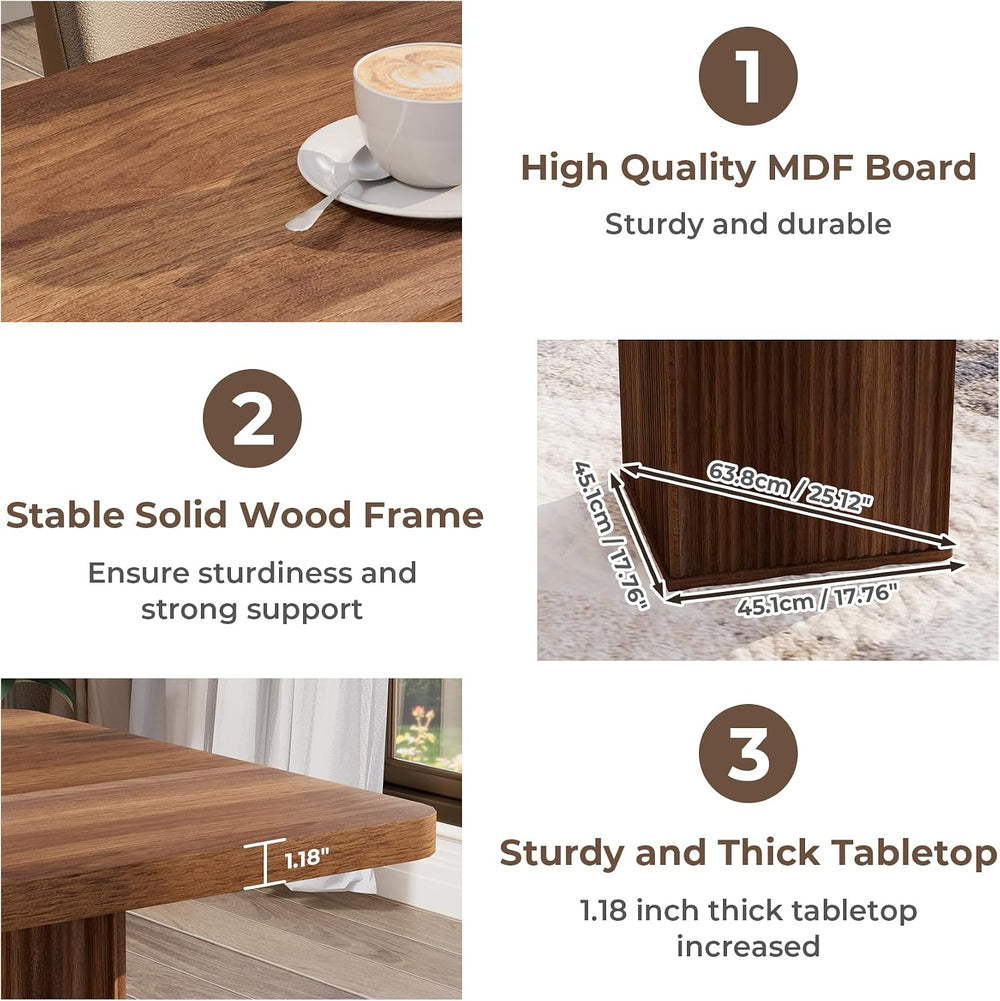 71 inch Rectangular Wood Dining Table for 6-8 People, Modern Fluted Pedestal ...