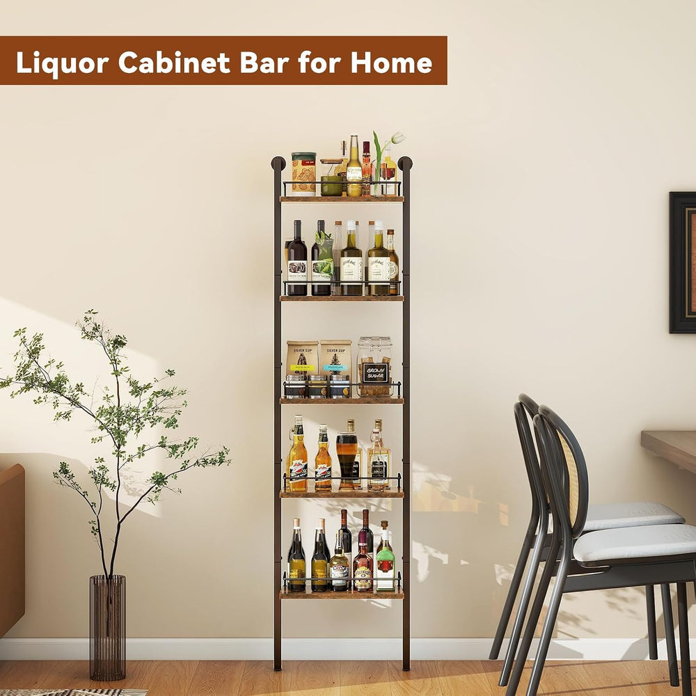 YMYNY 5-Tier Wall Mounted Wine Racks 16.93x7.87x69.68 Vintage Brown HWR001H |...