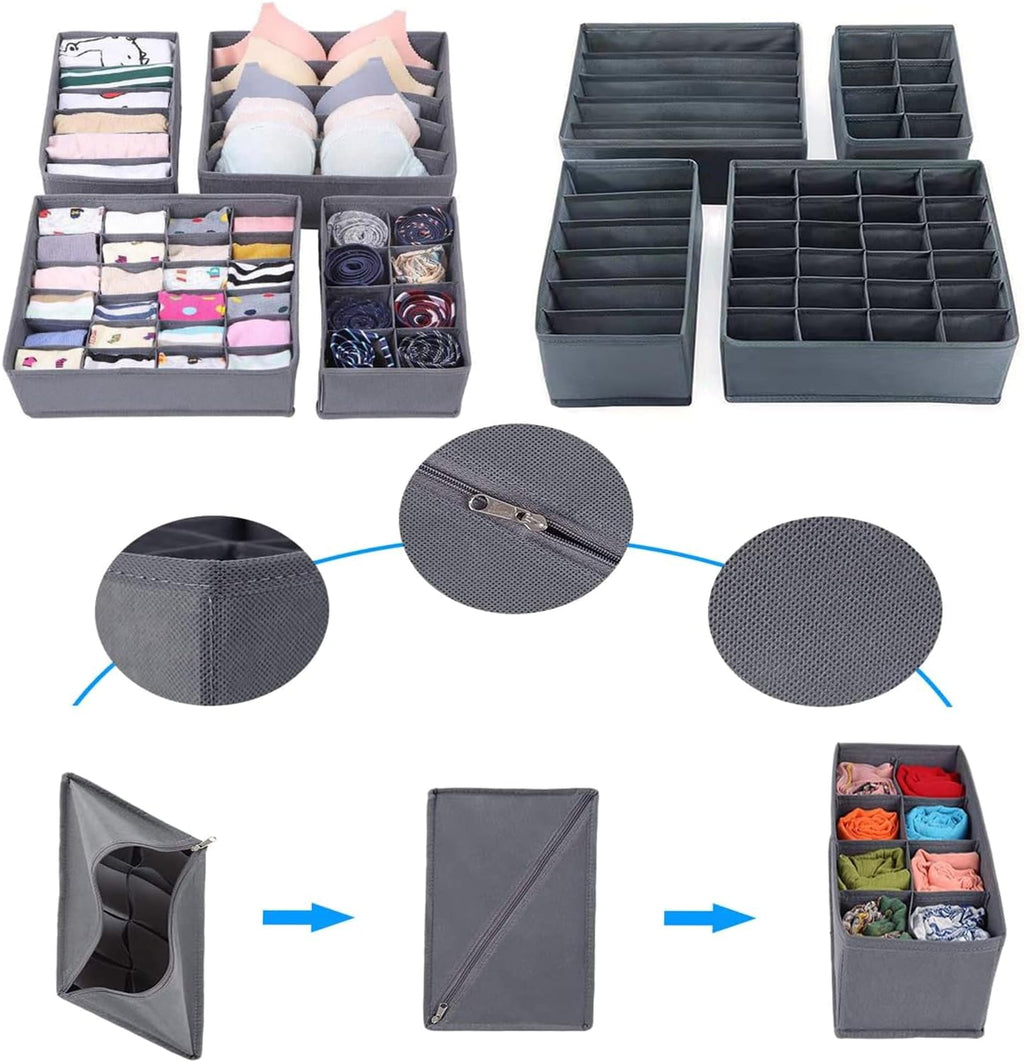 8 Pack Dresser Drawer Organizer Clothes Underwear Sock Storage Pink Foldable Closet Organizer Storage Box Cloth Drawer Dividers
