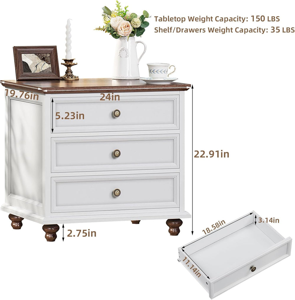 Joaxswe Farmhouse Dresser and Nightstand Sets 3 Piece, Nightstands Set of 2 a...