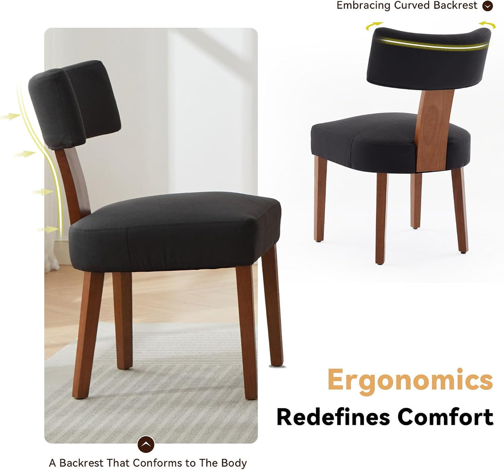FOXHUNTER Upholstered Dining Chairs Set of 2, Modern Wooden Armless Kitchen C...