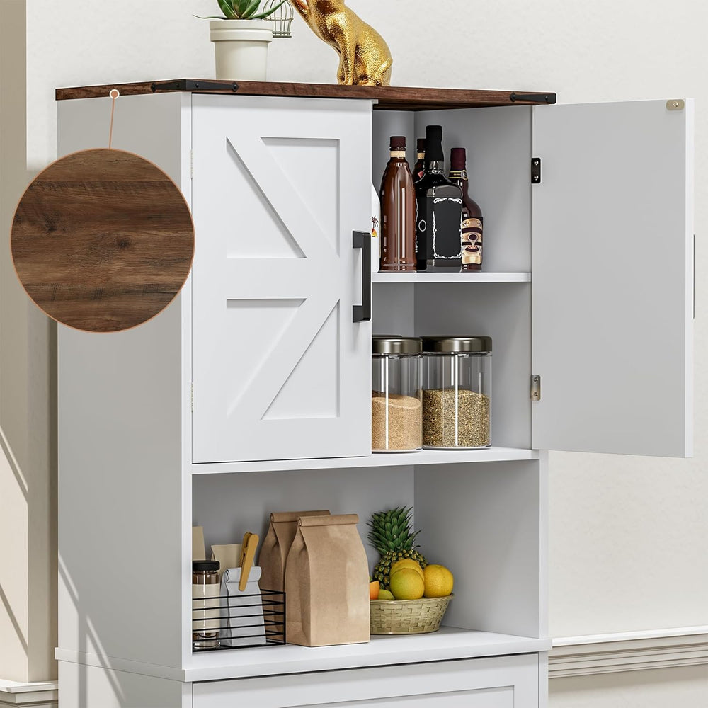 Bigbiglife Farmhouse Kitchen Pantry Cabinet, 67" Tall Kitchen Storage Ca...