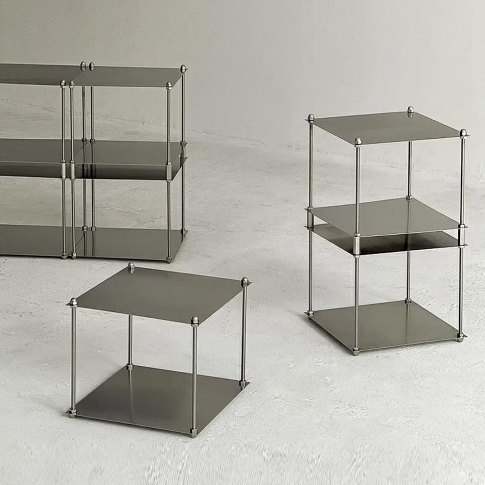 2 Tier Stainless Steel Side Table,Modular Stainless Steel Shelving Unit, Meta...