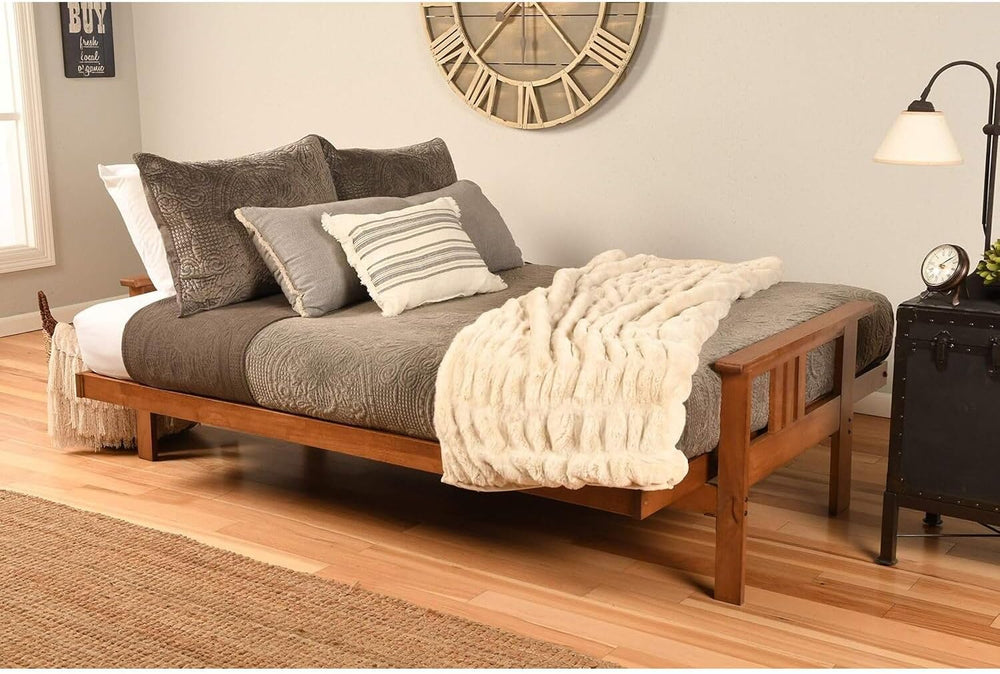 HomeStock Futon Frame Set with Mattress - Converts to Bed - Hardwood Sofa for...