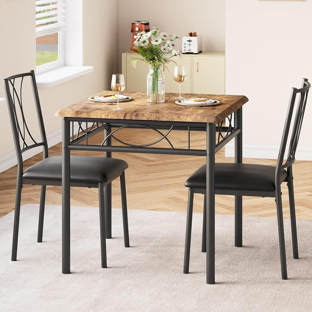IDEALHOUSE Dining Table Set for 2, Square 3 Piece Kitchen Room Sets with 2 Up...