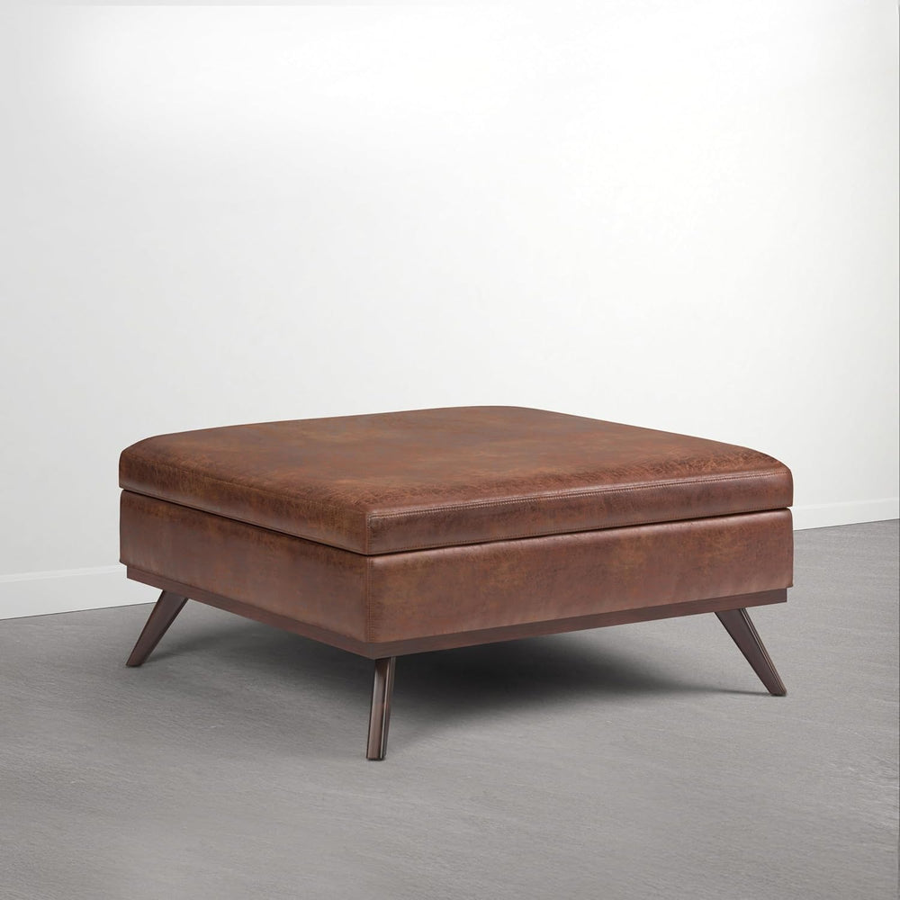 SIMPLIHOME Owen XL Coffee Table Storage Ottoman - 40 inch Wide Upholstered Ve...