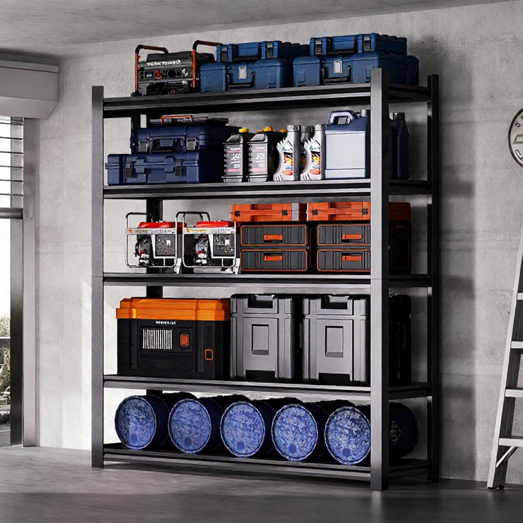 72"H Garage Shelving Units Storage Metal Shelves 2200LBS Heavy Duty Shelving 5 Tier Adjustable Utility Industrial Shelves Rack for Garage Basement Pantry Kitchen Living Room (18"D*39.3"W*72"H)