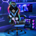 RGB Gaming Chair with LED Lights Massage Ergonomic Game Chairs for Adults High Back Reclining Computer Chair with Footrest Video Game Chair Lumbar Support Racing Style Gamer Chair Blue and Black