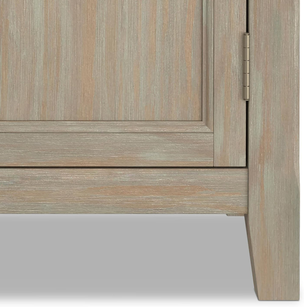 SIMPLIHOME Burlington 30" Wide Solid Wood Cabinet in Distressed Grey