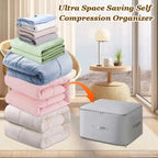 2PCS Ultra Space Saving Self Compression Organizer,Dustproof And Moisture-Proof Compression Storage Bag For King/Queen Comforters, Pillows, Bedding/Quilt, Blanket, Duvet (Gray, X-Large)