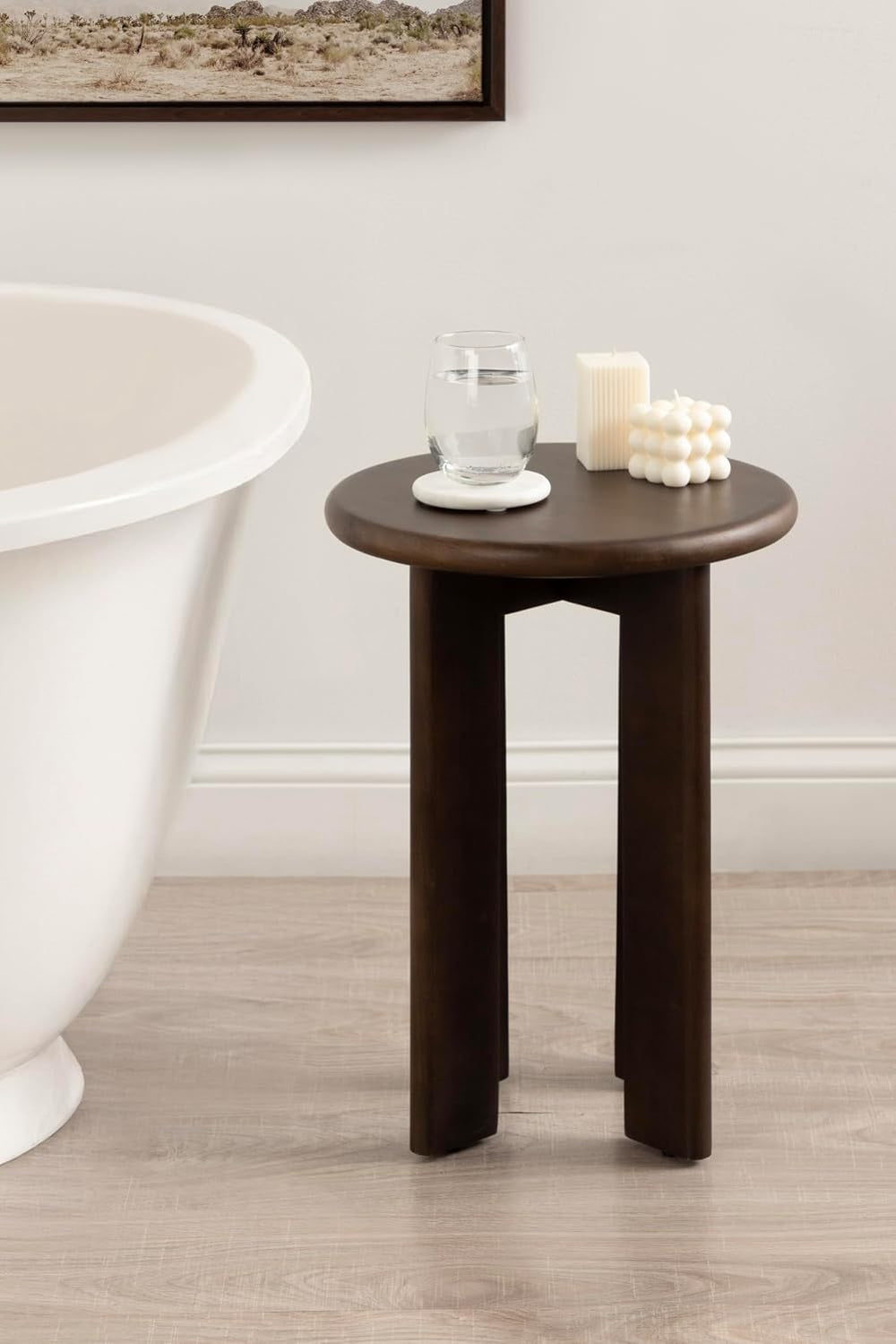 Kate and Laurel Seebeck Modern Wooden Round Side Table; 14 x 14 x 20; Dark Br...
