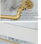 Tianman 40",Gold,White,Industrial Detachable Wall-Mounted Black Iron Wooden Garment Bar,Heavy Duty Pipe Clothing Rack,Pipe Clothes Rack, Multi-Purpose Hanging Rod for Closet Storage