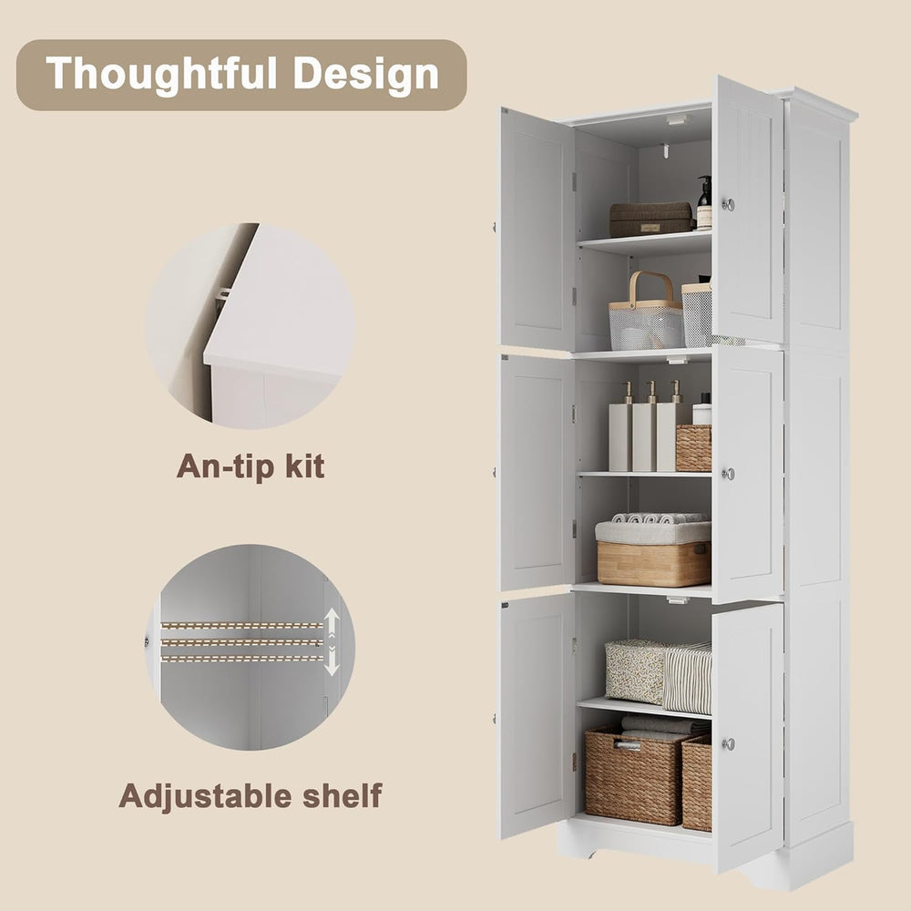 ChooChoo 63.2" Tall Bathroom Storage Cabinet with 6 Doors | Freestanding...
