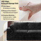 78.8" Cloud Couch Modular Sectional Sofa, Boneless Loveseat Deep Seat Couch, Soft Corduroy Upholstery, DIY Combination for Living Room & Apartment, No Assembly Required, Black