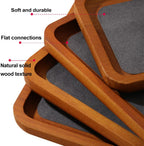 Wooden Jewelry Display Tray Rounded Rectangle Ring Showcase Stackable Elegant Bracelet Watch Jewelry Organizer for Personal Use and Commerce (Gray, Medium-W 3.9'' x H 0.6'' x L 7'')