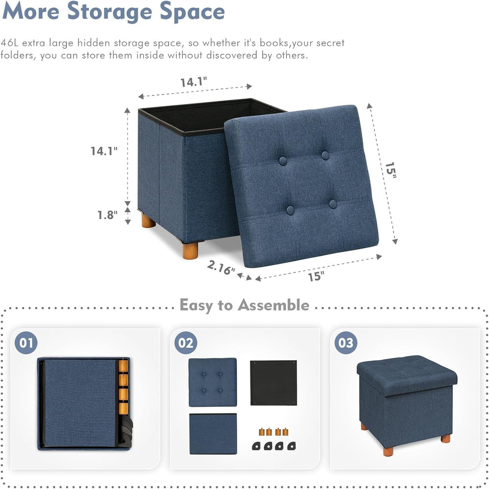 B FSOBEIIALEO Storage Ottoman with Tray, Foot Stools and Ottomans with Legs, ...