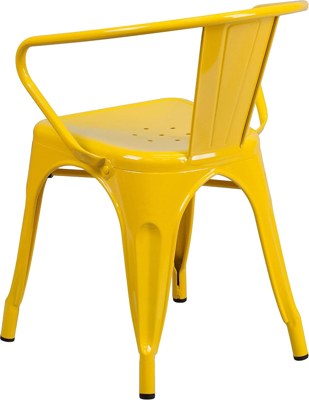 Flash Furniture Luna Commercial Grade Yellow Metal Indoor-Outdoor Chair with ...