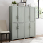 HomeStock Pantry Cabinet - 2 Piece Storage Organizer with Doors - 56 Wide - Gray