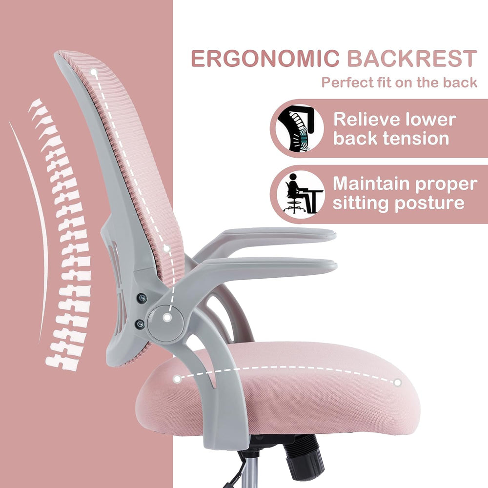 Office Ergonomic Desk Chair, Mesh Comfy Computer Work Chair with Armrests, Ro...