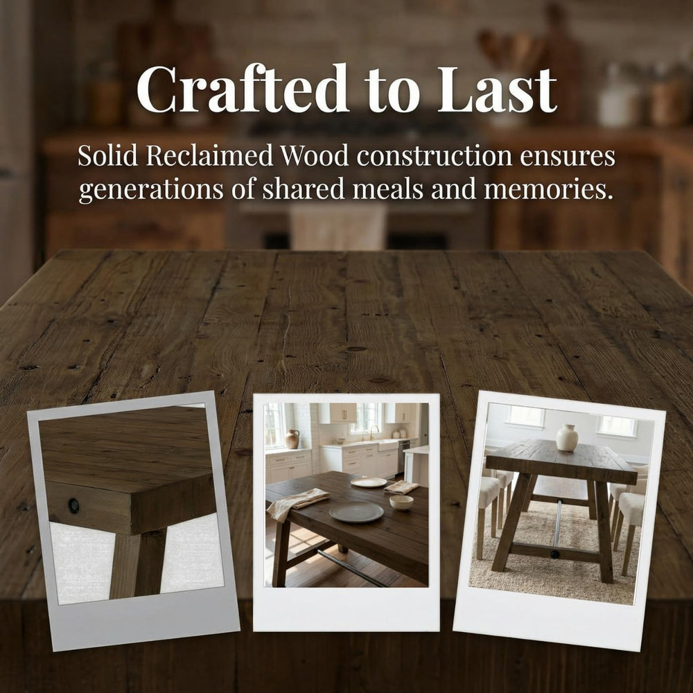 Rustic Farmhouse Dinning Table, Reclaimed Solid Wood Kitchen & Dining Roo...