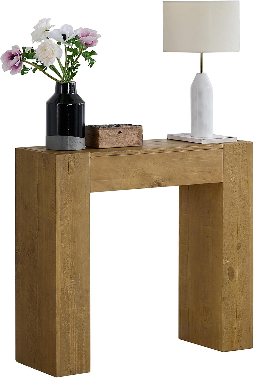 Alaterre Furniture Stockyard Solid Wood Console Table, Oak, 36 Inch | Modern Farmhouse Small Entryway Table, Easy Assembly Living Room Furniture for Behind the Couch Sofa Table, or Hallway