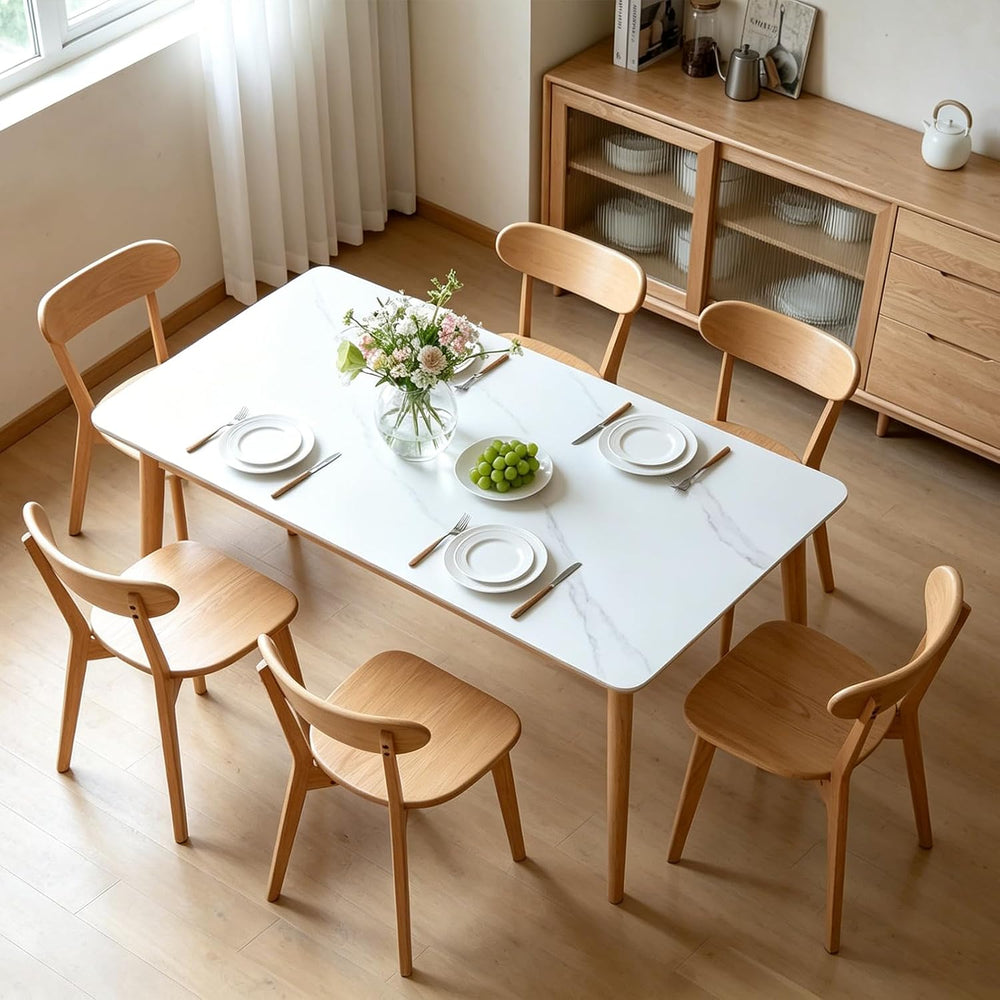 Solid Oak Wood Dining Chairs Set of 6 | Heavy Duty 400 lbs Commercial Grade |...