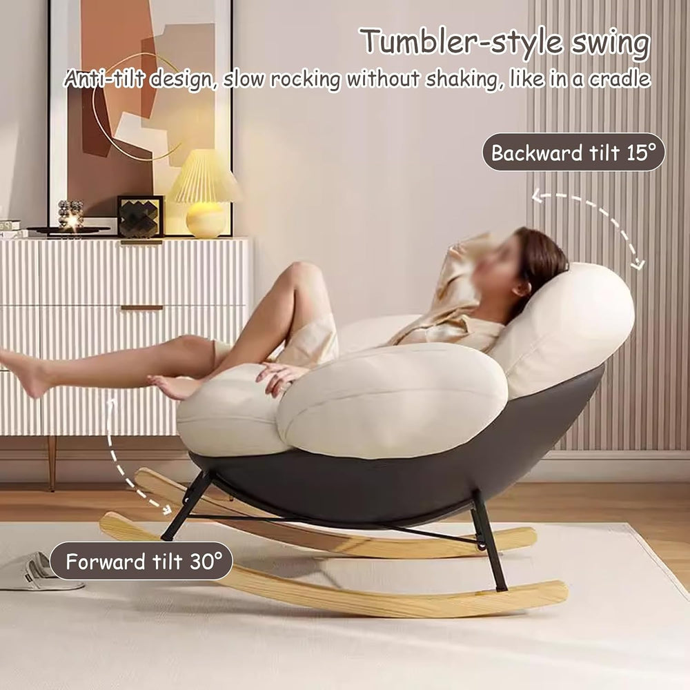 Recliner Rocking Chair, Upholstered Armchairs, Modern Wide Accent Chair, for ...