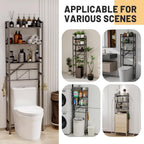 Over The Toilet Storage Cabinet, Metal 3 Tier Bathroom Organizer Shelf, Stable Freestanding Above Toilet Stand, Black
