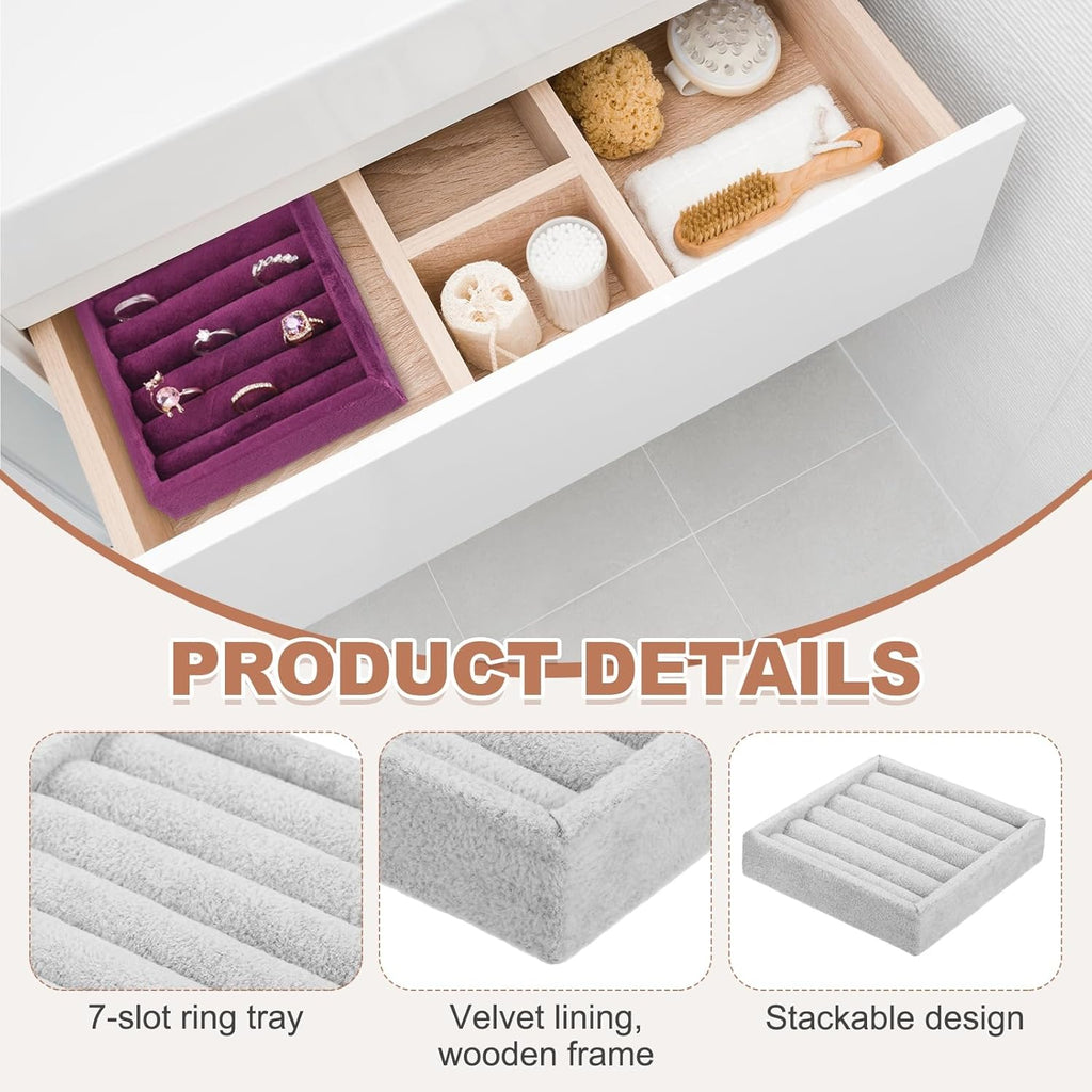 uxcell Stackable Jewelry Storage Tray, Jewelry Tray Drawer Organizer, Small Display Box for Earrings, Necklaces, Rings and Bracelets, Gray
