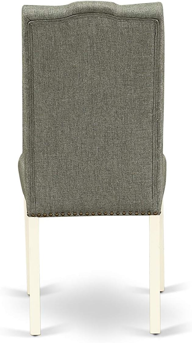 East West Furniture X027EL207-7 7 Piece Kitchen Table Set Consist of a Rectangle Dining Table with X-Legs and 6 Gray Linen Fabric Parsons Dining Chairs, 40x72 Inch, Multi-Color