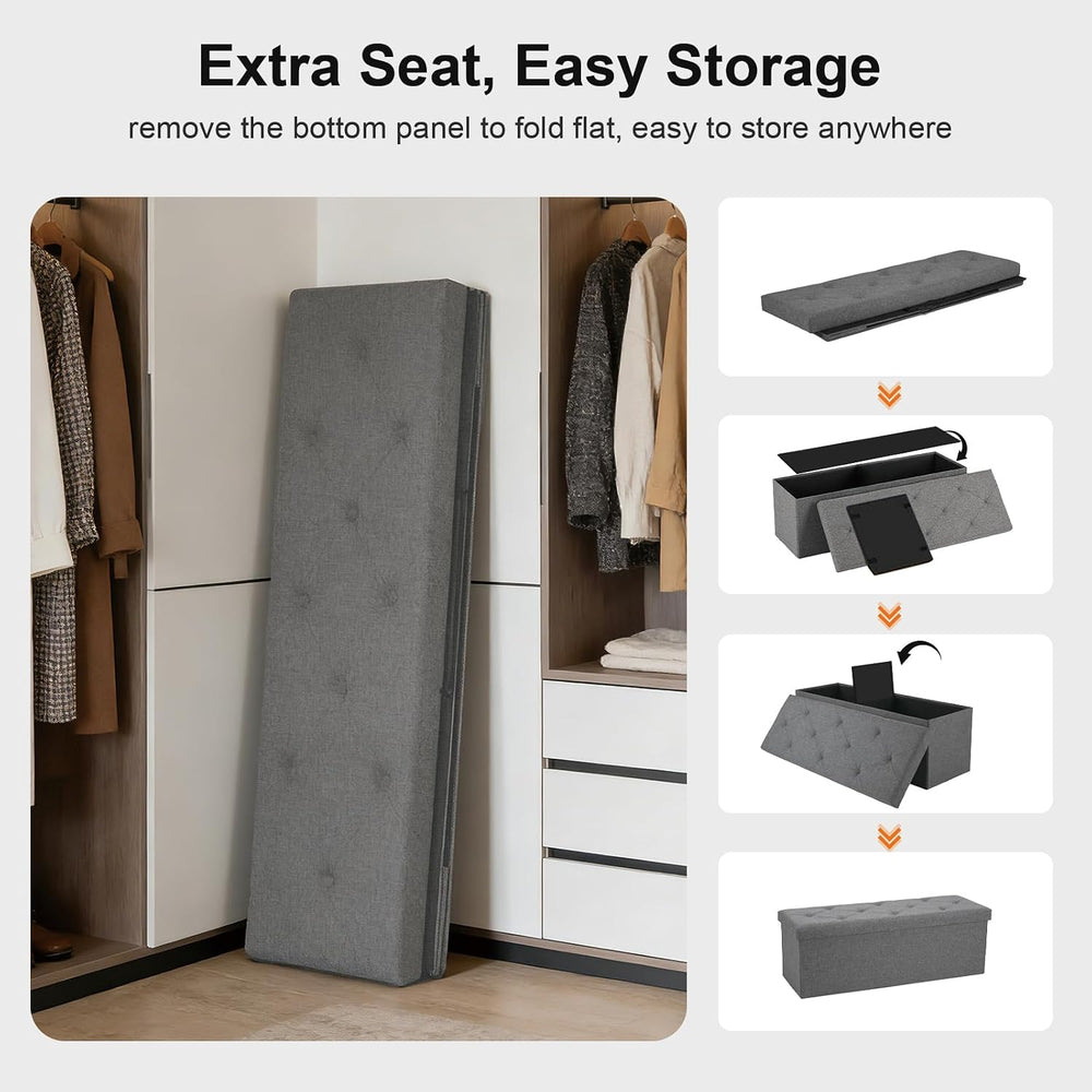 43 Inch Foldable Storage Ottoman Bench,with 35 Gallon Hidden Storage,Folding ...