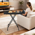 VINGLI 30" Small Folding Table Portable, Laptop TV Tray, Camping Table | 3 Ajustable Height, HDPE Top with Steel Frame,Black- Small Office Spaces, Gaming Station, a Craft Table or Dining