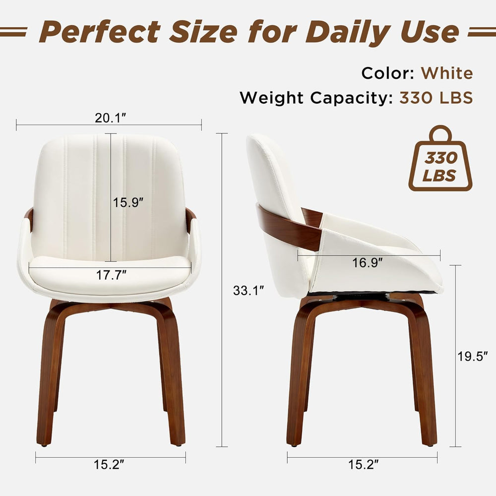 Swivel Dining Chairs, Mid Century Modern Faux Leather Dining Room Chairs with...
