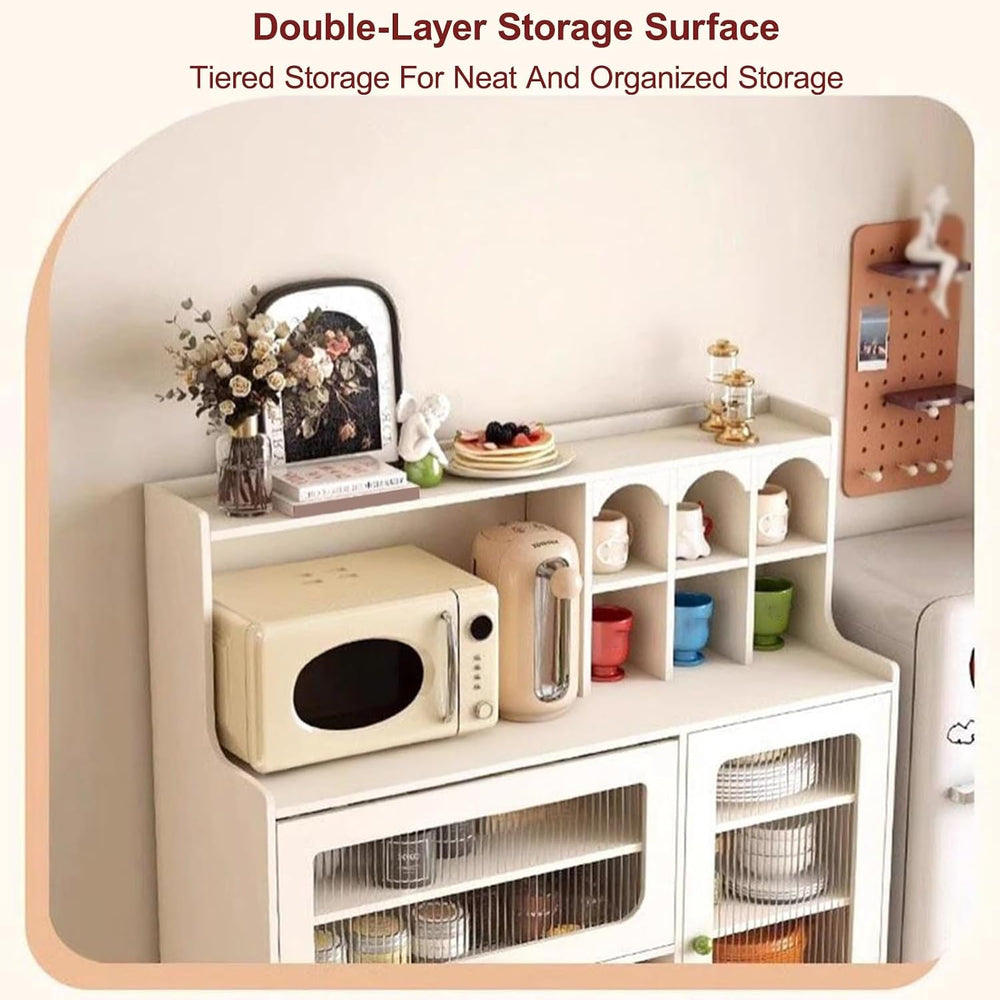 Tall Kitchen Storage Hutch Cabinet, Pantry Cabinet with Storage Drawers, Coff...